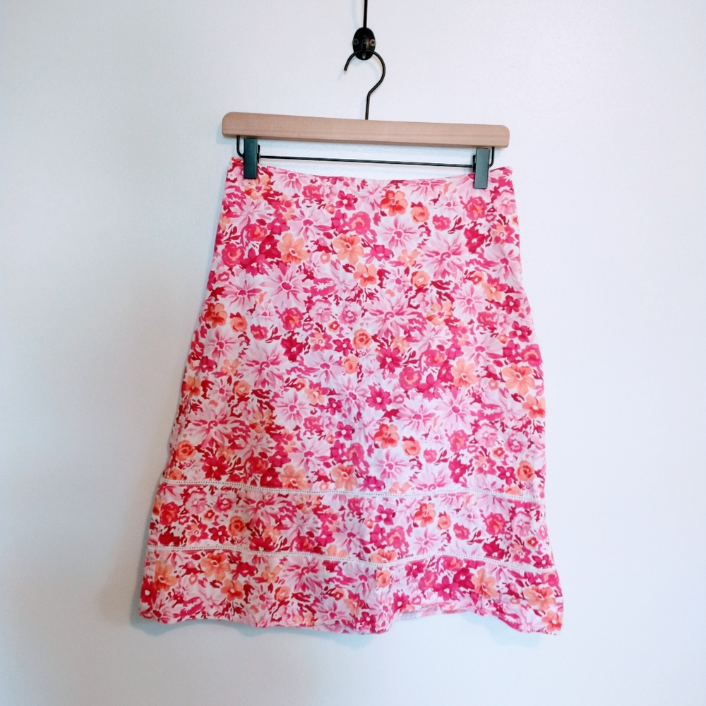 St Johns Bay pink floral aline skirt. Cotton size 4